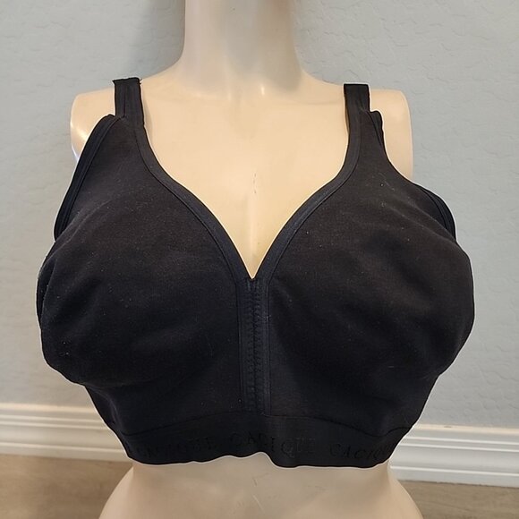 Cacique Unlined Full Coverage No Wire Bra 48D Black Wireless - Picture 1 of 4